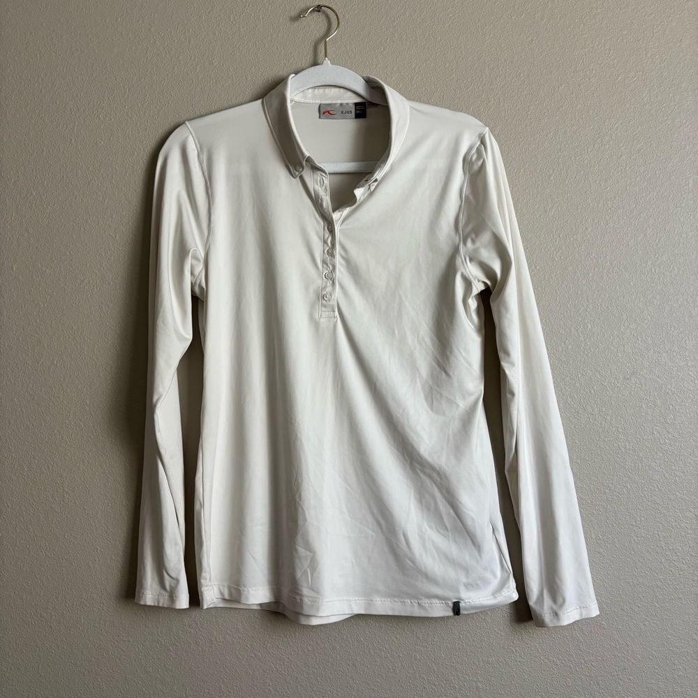 KJUS White Long Sleeve Golf Shirt UPF 50+